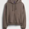 Vintagesoft Oversized Kısaltılmış Fermuarlı Kapüşonlu Sweatshirt
