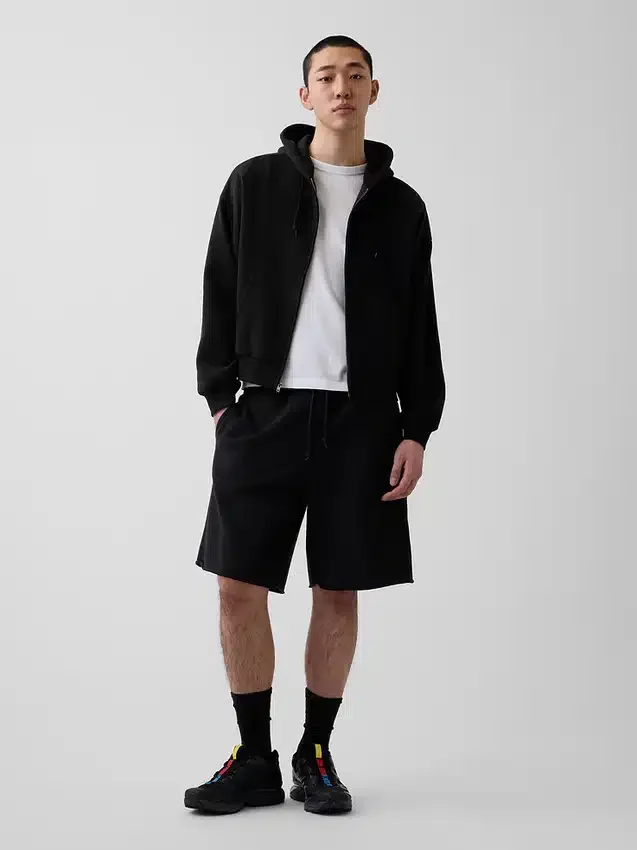 Vintagesoft Oversized Kısaltılmış Fermuarlı Kapüşonlu Sweatshirt