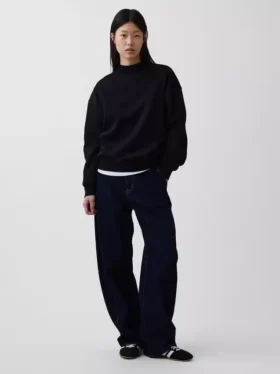 Vintagesoft Oversized Mockneck Tunik Sweatshirt