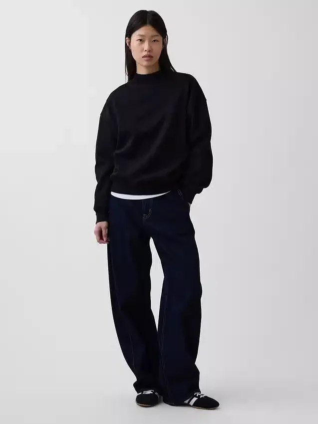Vintagesoft Oversized Mockneck Tunik Sweatshirt