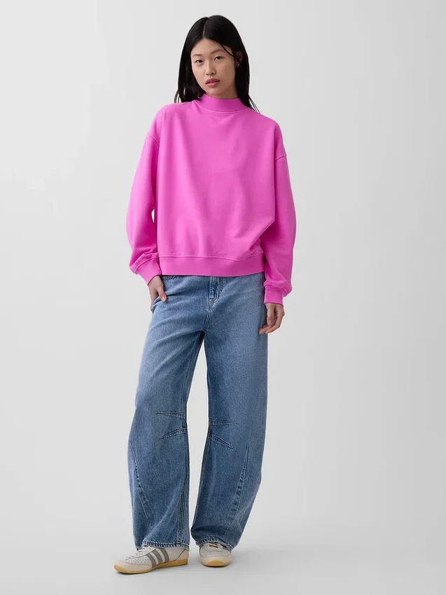 Vintagesoft Oversized Mockneck Tunik Sweatshirt