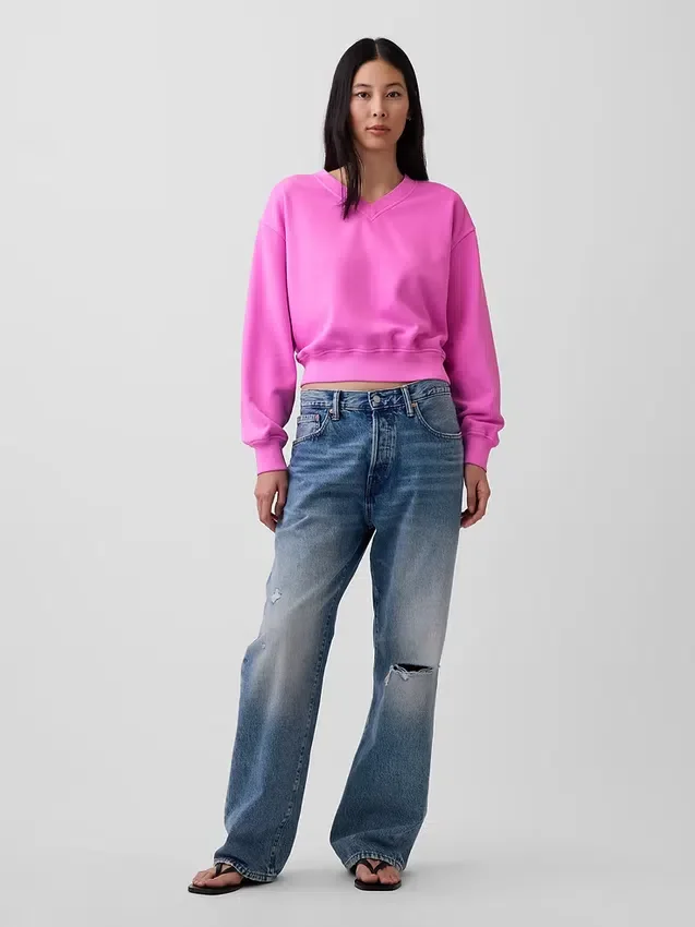 Vintagesoft Oversized V Yaka Sweatshirt