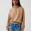 Vintagesoft Oversized Yarım Fermuarlı Kama Yaka Kazak