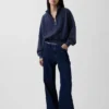 Vintagesoft Oversized Yarım Fermuarlı Kama Yaka Kazak