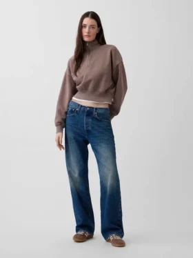 Vintagesoft Oversized Yarım Fermuarlı Kama Yaka Kazak