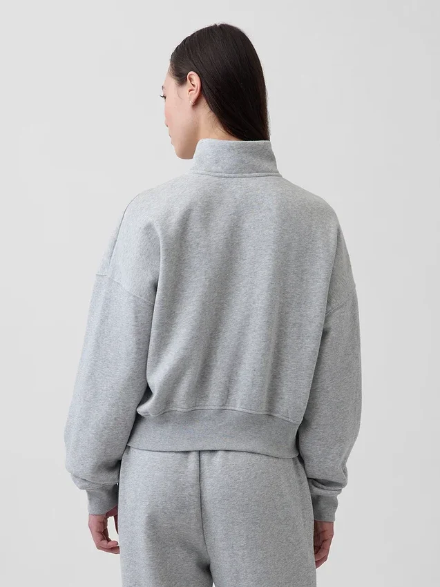 Vintagesoft Oversized Yarım Fermuarlı Kama Yaka Kazak