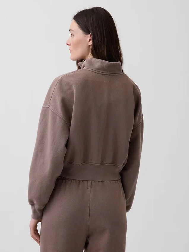 Vintagesoft Oversized Yarım Fermuarlı Kama Yaka Kazak