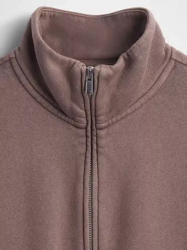 Vintagesoft Oversized Yarım Fermuarlı Kama Yaka Kazak