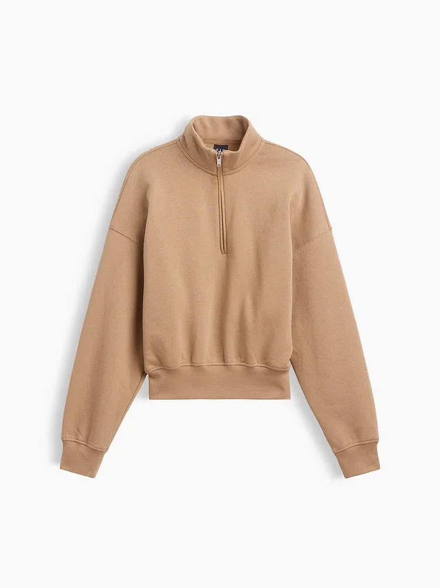 Vintagesoft Oversized Yarım Fermuarlı Kama Yaka Kazak