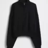 Vintagesoft Oversized Yarım Fermuarlı Kama Yaka Kazak