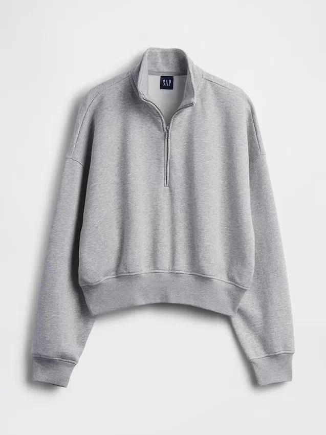 Vintagesoft Oversized Yarım Fermuarlı Kama Yaka Kazak