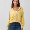 Vintagesoft Terry Fermuarlı Kapüşonlu Sweatshirt