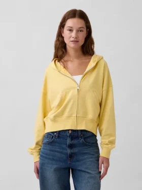 Vintagesoft Terry Fermuarlı Kapüşonlu Sweatshirt