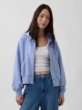 Vintagesoft Terry Fermuarlı Kapüşonlu Sweatshirt