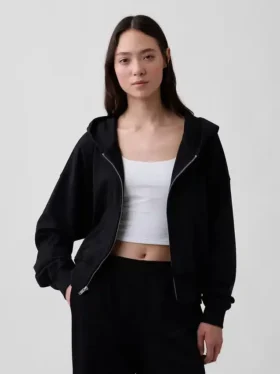 Vintagesoft Terry Fermuarlı Kapüşonlu Sweatshirt