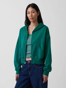 Vintagesoft Terry Fermuarlı Kapüşonlu Sweatshirt