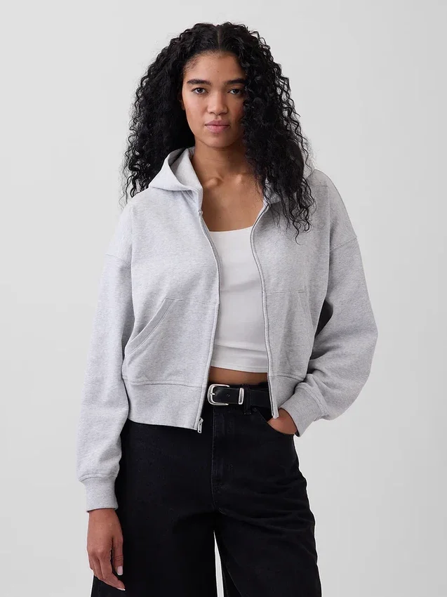 Vintagesoft Terry Fermuarlı Kapüşonlu Sweatshirt