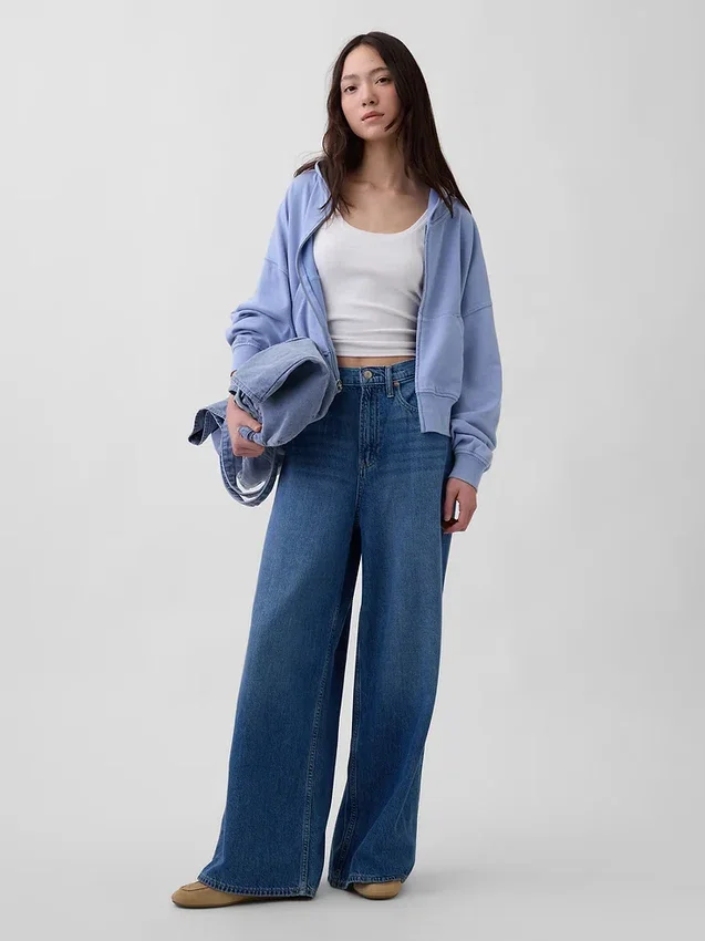 Vintagesoft Terry Fermuarlı Kapüşonlu Sweatshirt