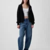 Vintagesoft Terry Fermuarlı Kapüşonlu Sweatshirt