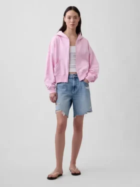 Vintagesoft Terry Fermuarlı Kapüşonlu Sweatshirt