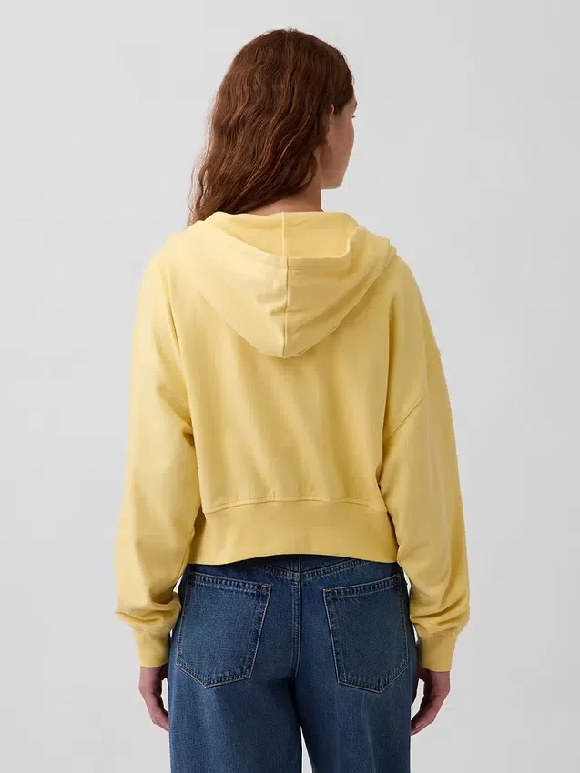 Vintagesoft Terry Fermuarlı Kapüşonlu Sweatshirt