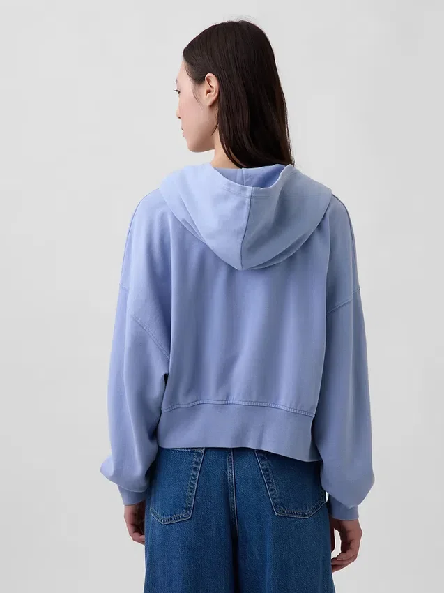 Vintagesoft Terry Fermuarlı Kapüşonlu Sweatshirt
