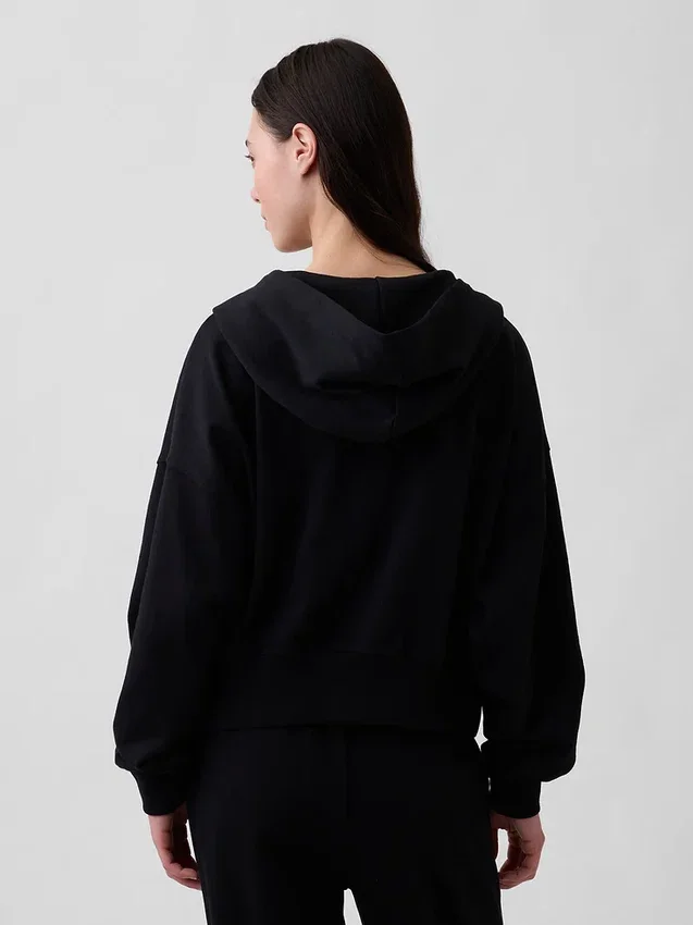 Vintagesoft Terry Fermuarlı Kapüşonlu Sweatshirt