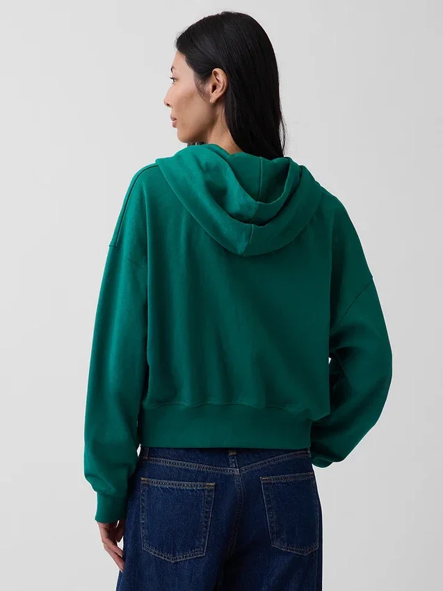 Vintagesoft Terry Fermuarlı Kapüşonlu Sweatshirt