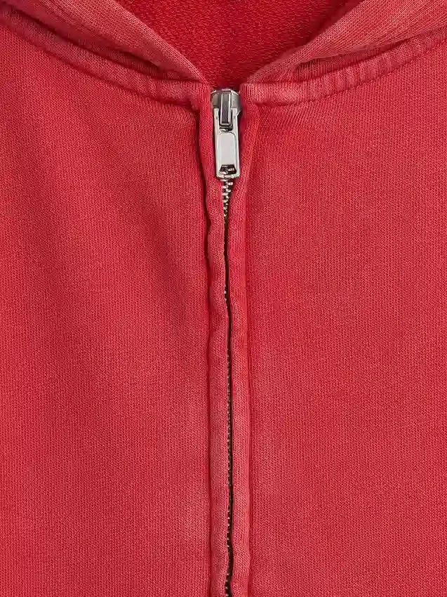 Vintagesoft Terry Fermuarlı Kapüşonlu Sweatshirt