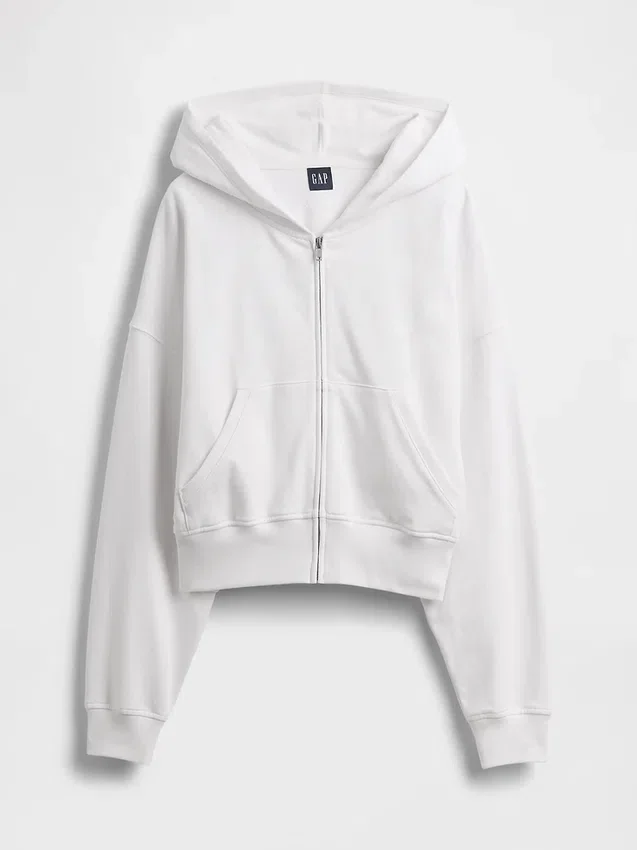 Vintagesoft Terry Fermuarlı Kapüşonlu Sweatshirt