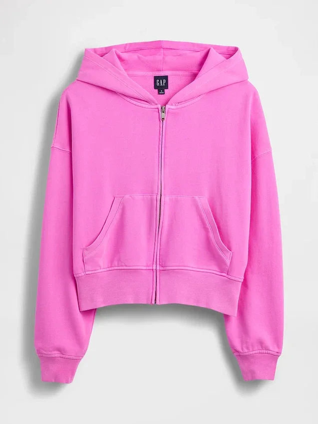 Vintagesoft Terry Fermuarlı Kapüşonlu Sweatshirt