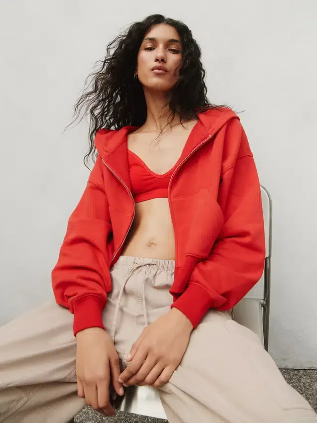 Vintagesoft Terry Fermuarlı Kapüşonlu Sweatshirt