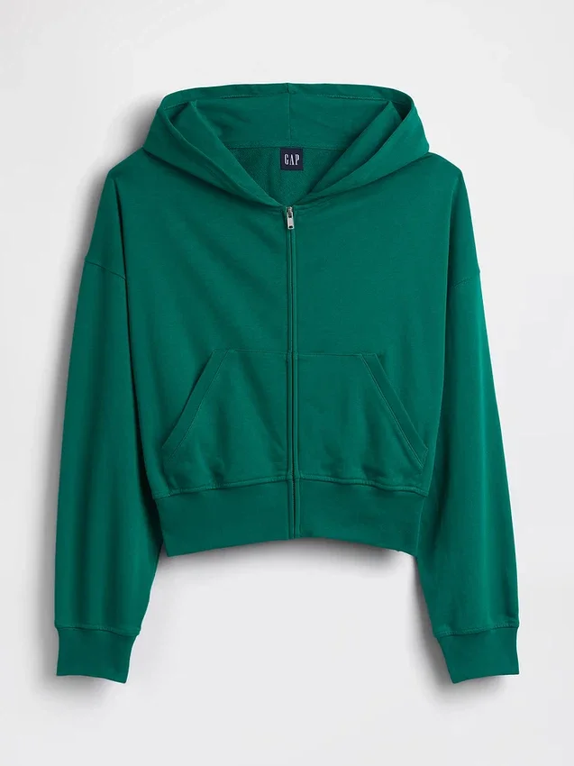 Vintagesoft Terry Fermuarlı Kapüşonlu Sweatshirt
