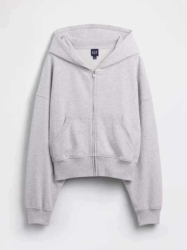 Vintagesoft Terry Fermuarlı Kapüşonlu Sweatshirt