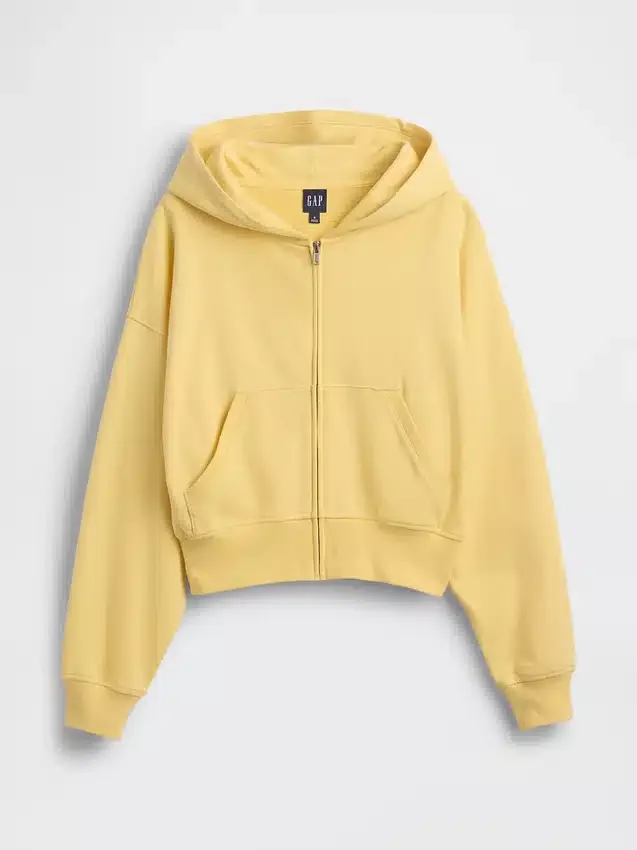 Vintagesoft Terry Fermuarlı Kapüşonlu Sweatshirt