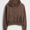 Vintagesoft Terry Fermuarlı Kapüşonlu Sweatshirt