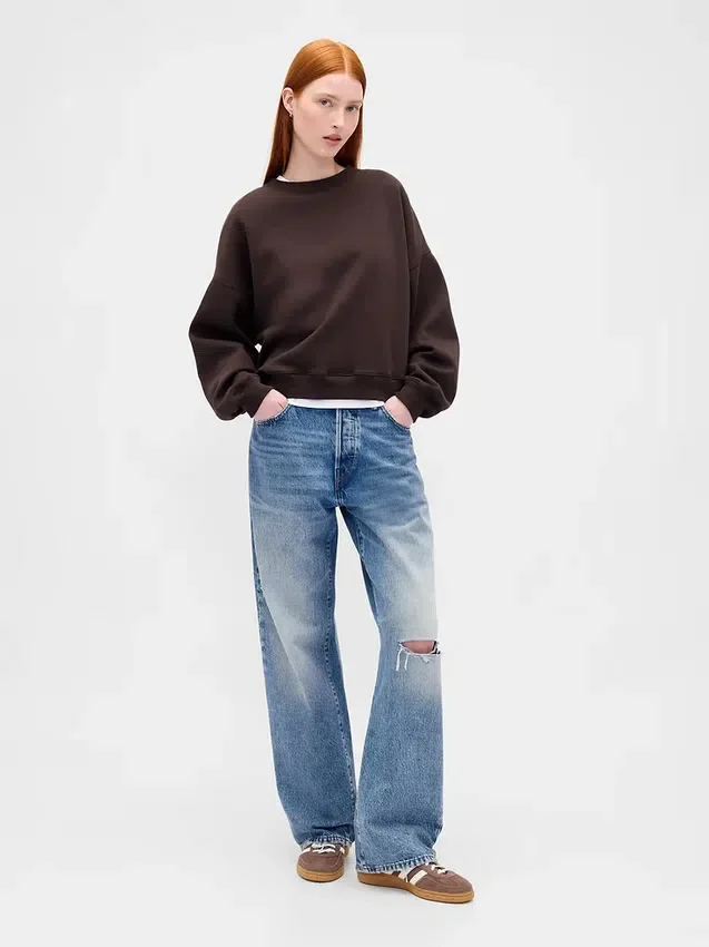 Vintagesoft Wedge Bisiklet Yaka Sweatshirt