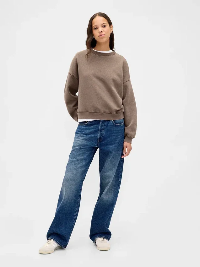 Vintagesoft Wedge Bisiklet Yaka Sweatshirt