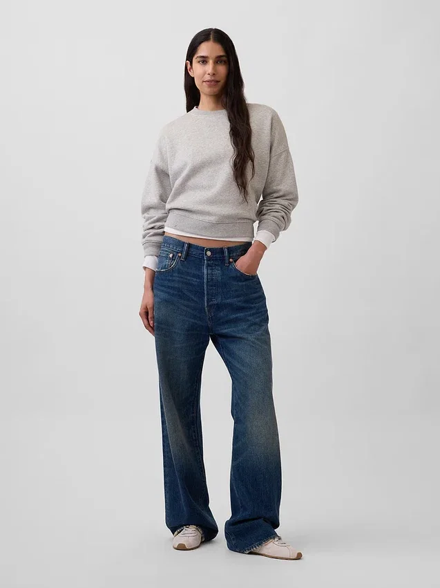 Vintagesoft Wedge Bisiklet Yaka Sweatshirt