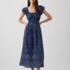 Voile Smoklu Bel Maxi Elbise