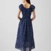Voile Smoklu Bel Maxi Elbise