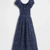 Voile Smoklu Bel Maxi Elbise