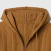 Waffle Astarlı Kapitone Fermuarlı Kapüşonlu Sweatshirt