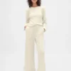 Waffle Desenli Geniş Paça Pijama Pantolonu