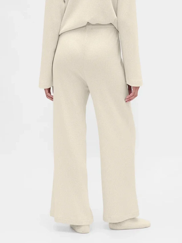 Waffle Desenli Geniş Paça Pijama Pantolonu