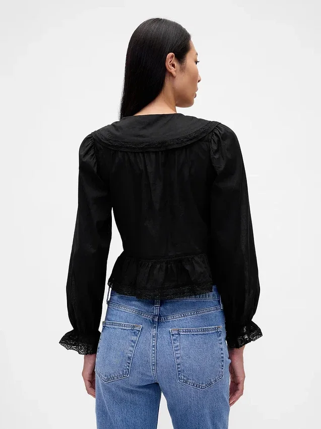 Yakalı V Yaka Peplum Üst Giyim