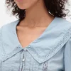 Yakalı V Yaka Peplum Üst Giyim