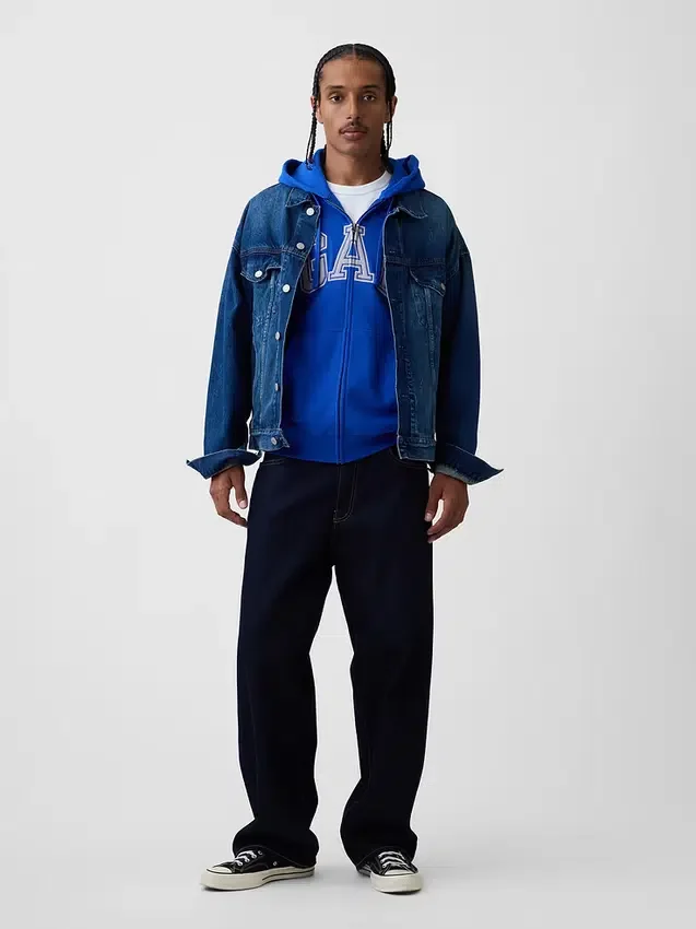 Yetişkin Vintagesoft Arch Logo Fermuarlı Kapüşonlu Sweatshirt