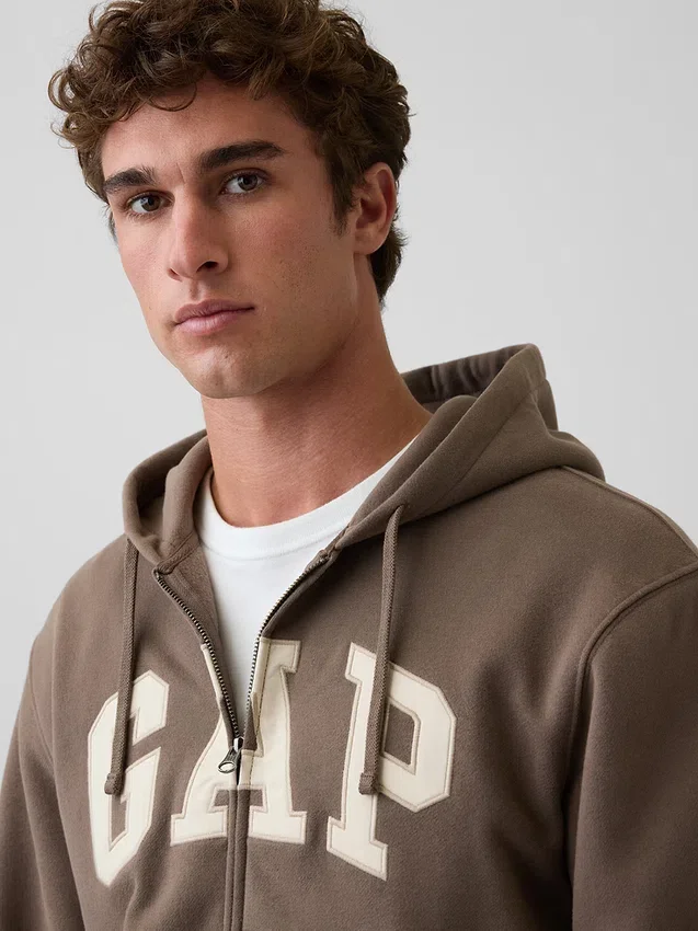 Yetişkin Vintagesoft Arch Logo Fermuarlı Kapüşonlu Sweatshirt