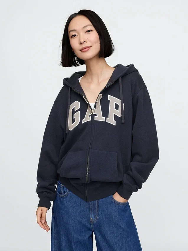 Yetişkin Vintagesoft Arch Logo Fermuarlı Kapüşonlu Sweatshirt